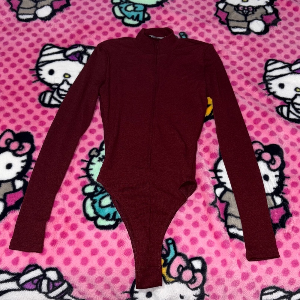 Fashion Nova Burgundy Bodysuit size extra small XS